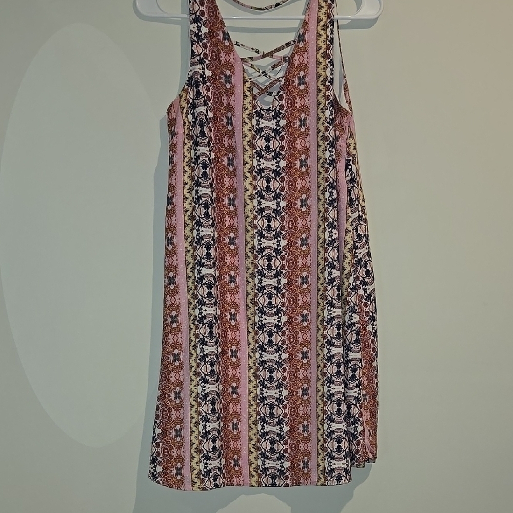 Pink Rose Tan and Pink Mini Dress